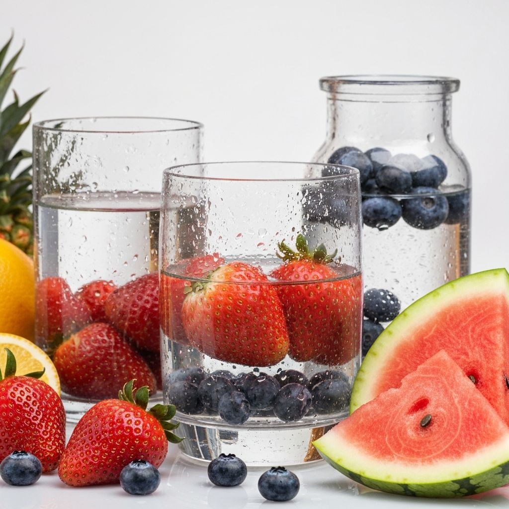Hydration and water with fresh ingredients